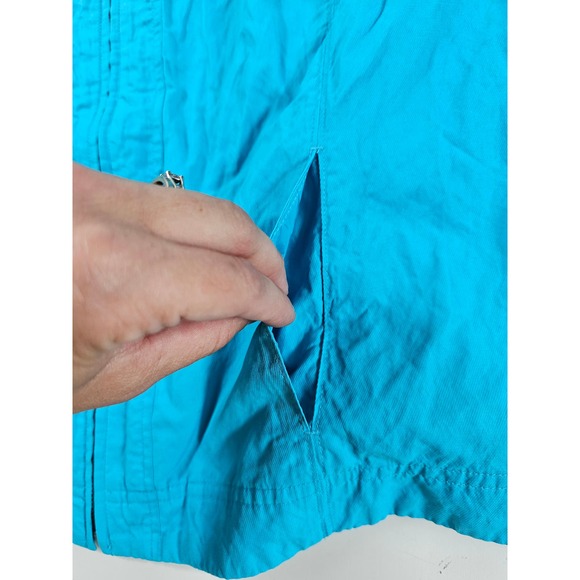 Chicos size 2 (L) crinkly 3/4 sleeve full zip light shaket EUC Career Casual ^ - Picture 4 of 7